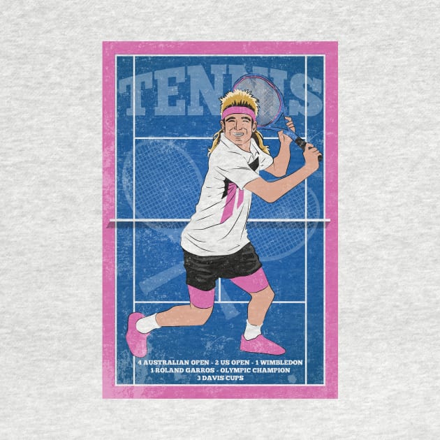 Agassi Tennis Player Hero Vintage by TEEWEB